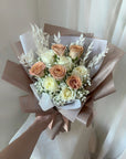 Savannah - Cappucino, White Rose & Babys Breath Bouquet