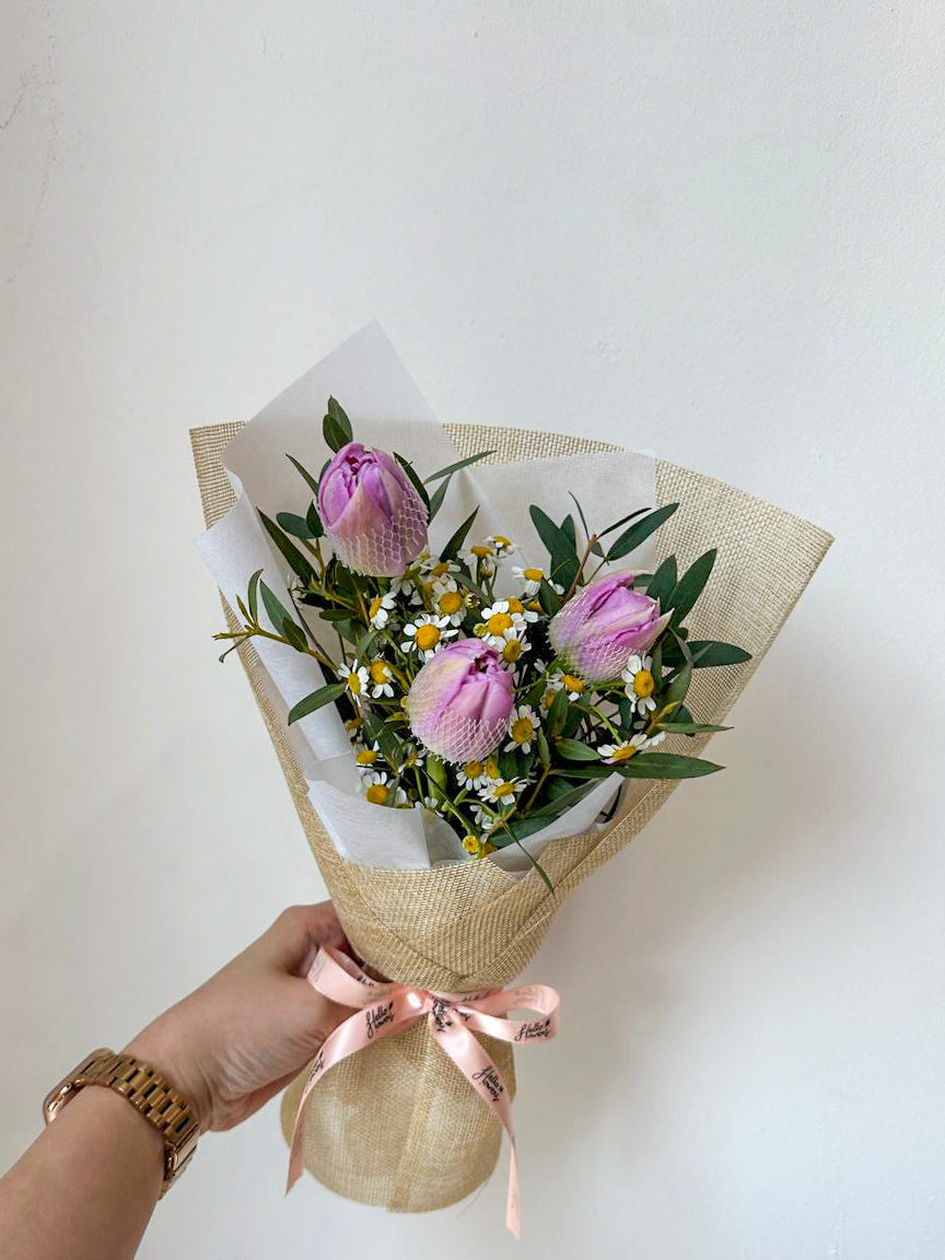 Thea - Tulips and Tanacetum Daisy Bouquet