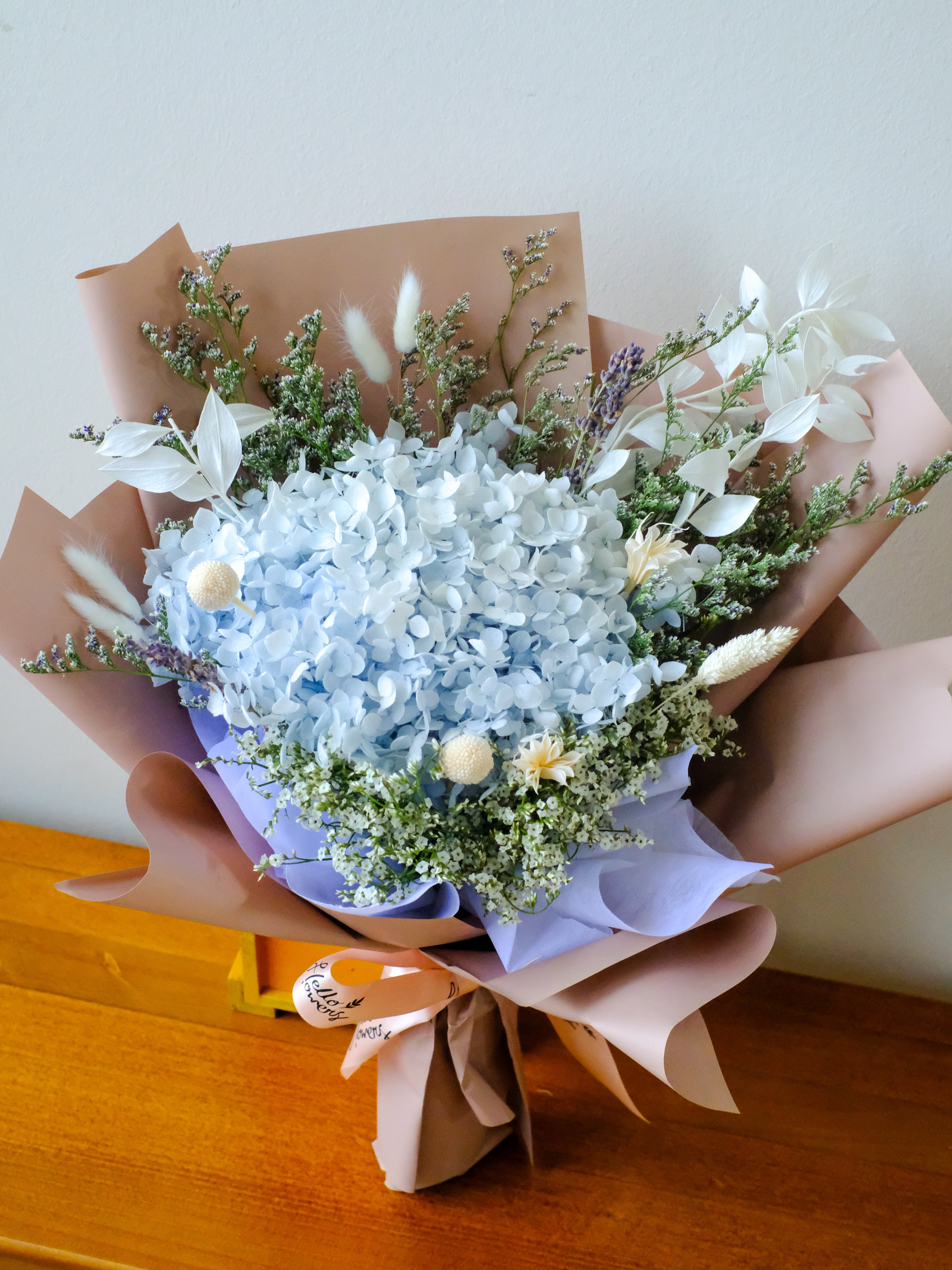 Valentine&#39;s 25 | Timeless Elegance: Preserved Blue Hydrangea Bouquet