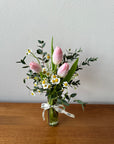 Thea Mini Jar- Tulips and Tanacetum Daisy