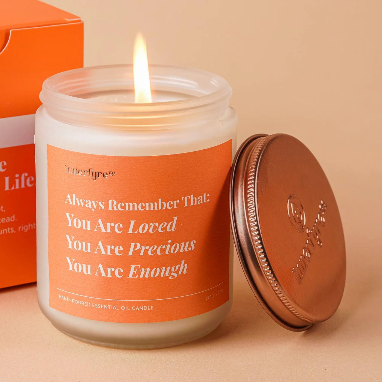 Add-Ons: &quot;Loved. Precious. Enough&quot; Message in a Candle (White Tea Bergamot)