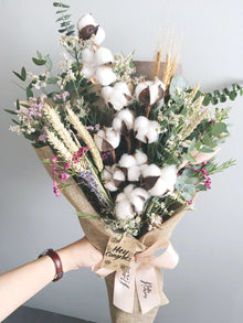 Large Cotton and Eucalyptus Bouquet